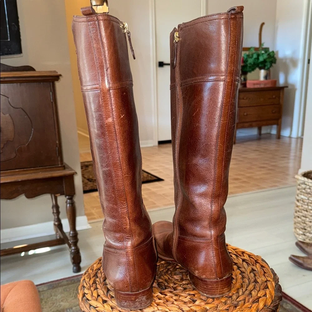 Tory Burch Brown Leather Riding Boots Size 10M - Picture 3 of 11